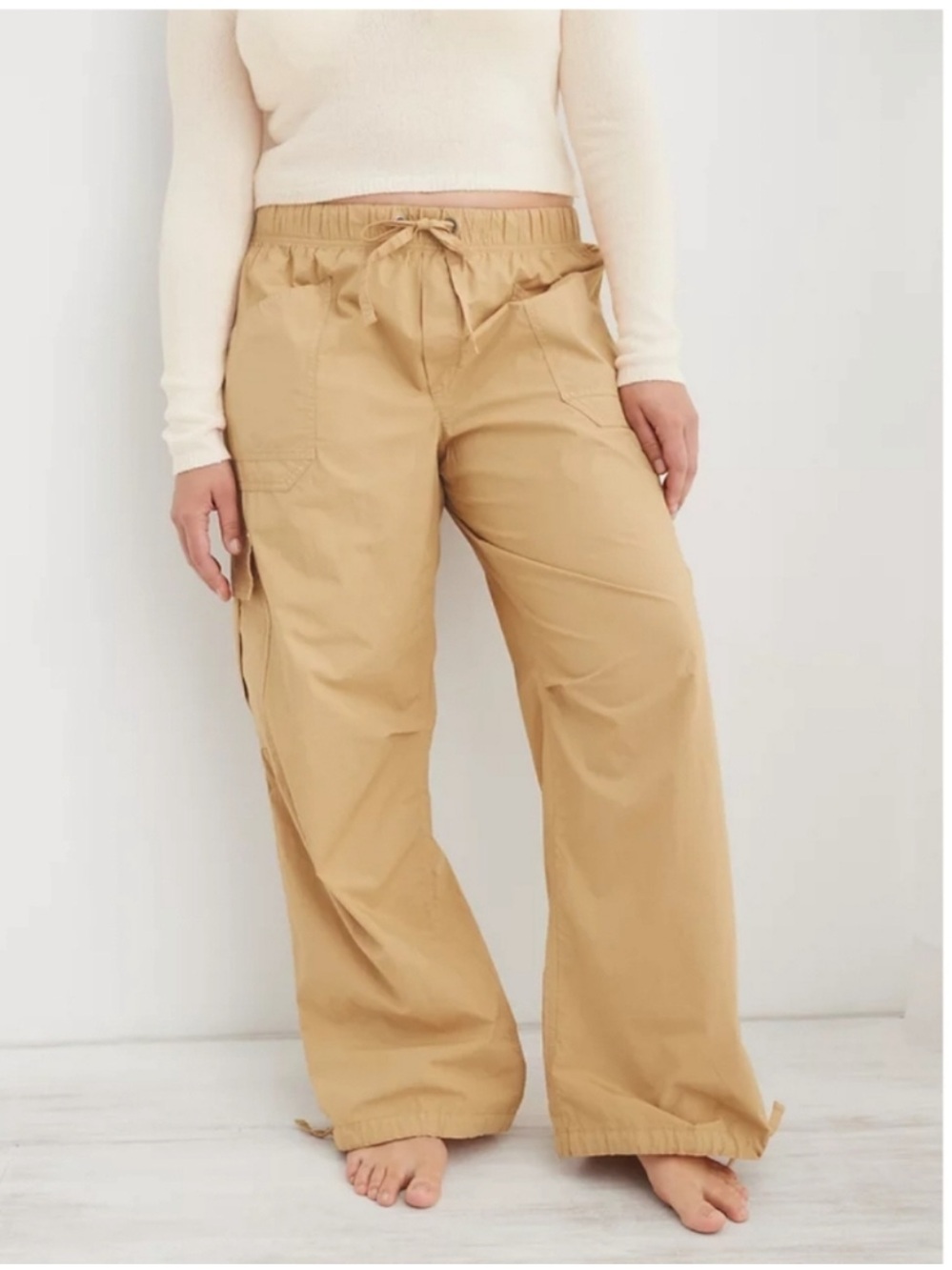 Aerie Khaki Avenue Baggy Cargo Pants Size Small